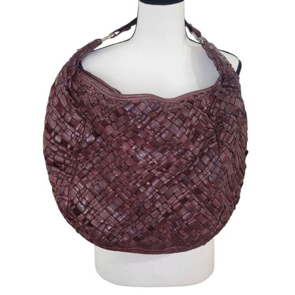 TANO Rounded Woven Leather Satchel Hobo Shoulder Bag